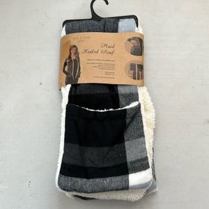 The Paper Store Mia & Tess Plaid Heated Scarf • Black + Grey Buffalo Check